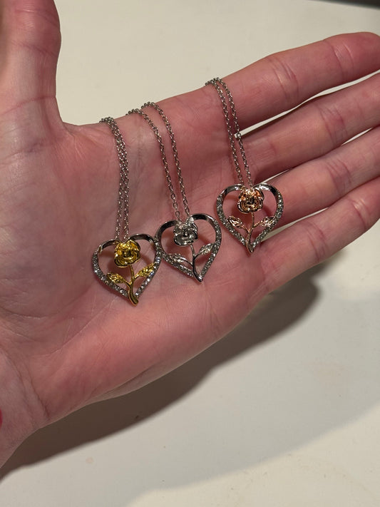 Heart Rose Necklace