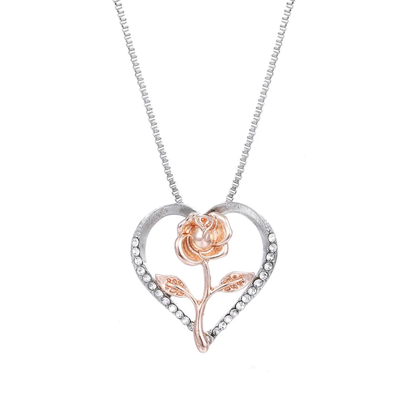 Heart Rose Necklace