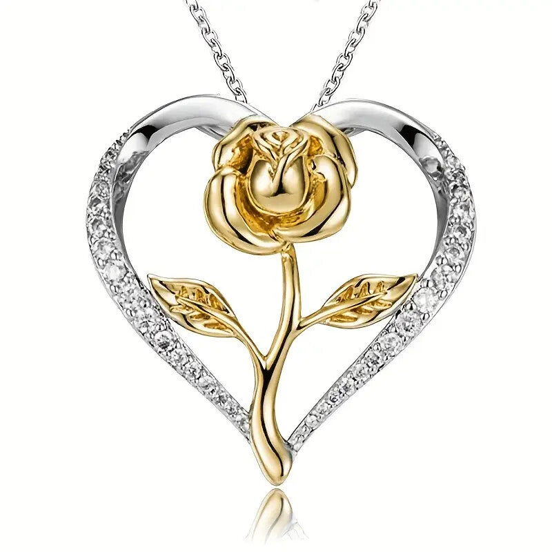 Heart Rose Necklace
